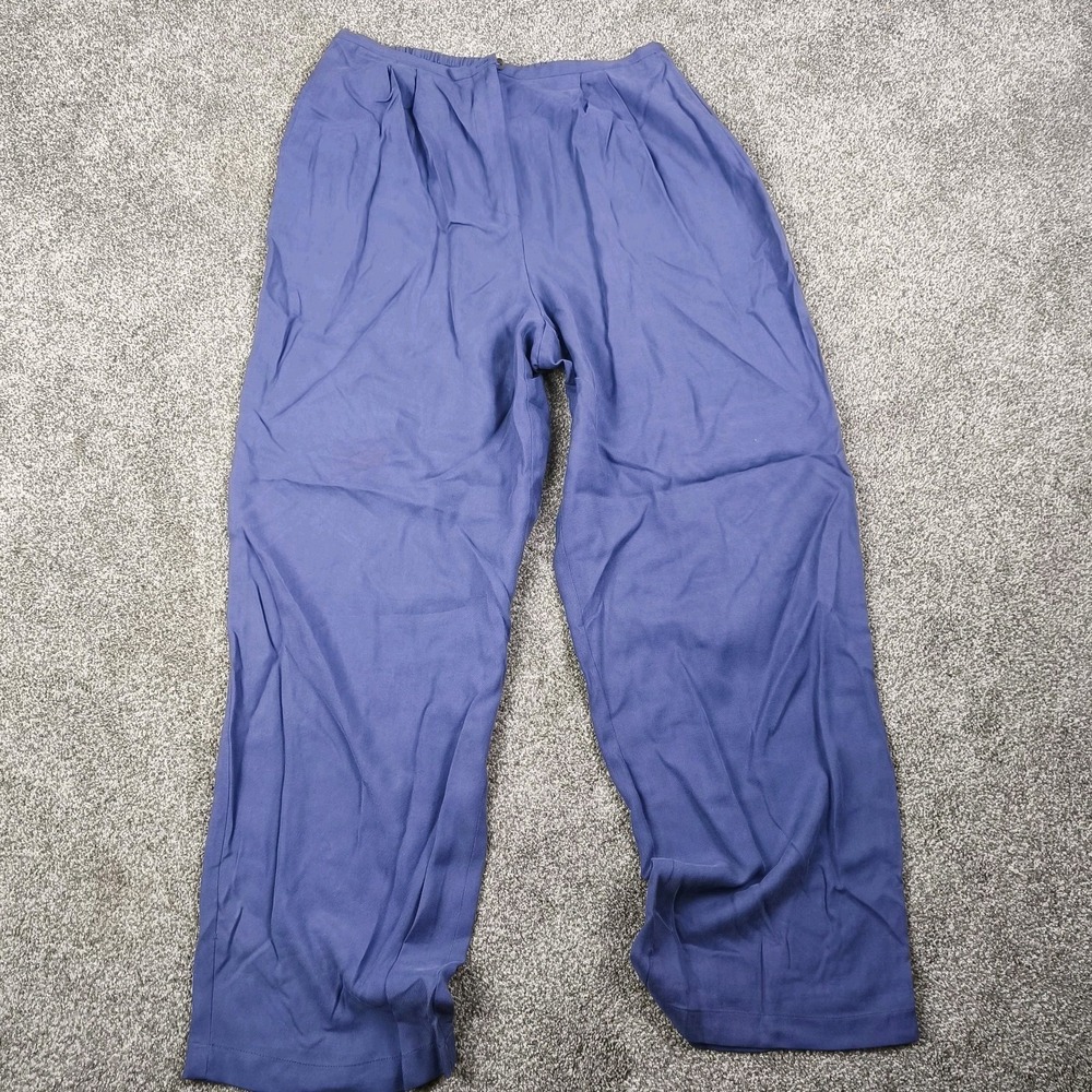 Emma James 100% Silk Blue Pull On Elastic Waist Pants Womens 14